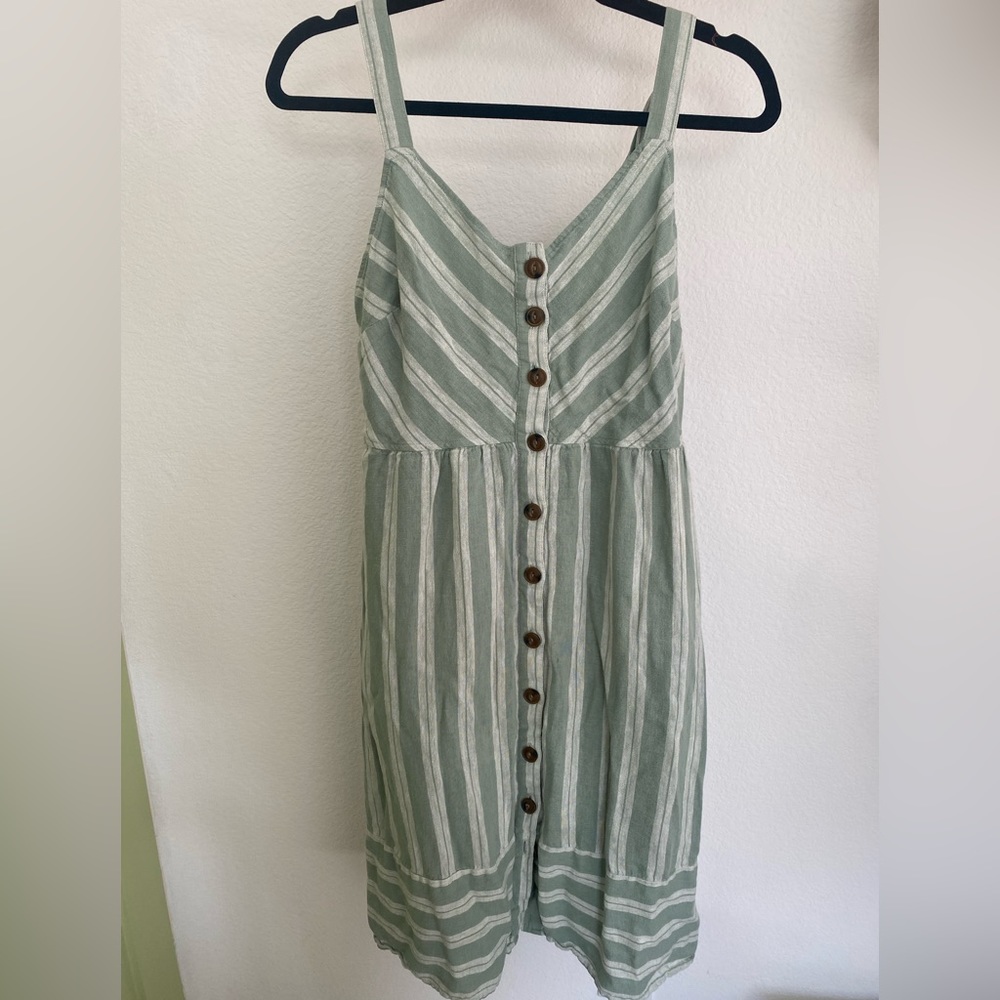 Green Striped Dress. Size small